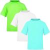 imageBIG ELEPHANT 3 Pack Kids Short Sleeve Rash Guard Shirt UPF 50 Protection Swimwear Quick Dry Swim Tee Youth RashguardNeon GreenGreenWhite