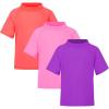 imageBIG ELEPHANT 3 Pack Kids Short Sleeve Rash Guard Shirt UPF 50 Protection Swimwear Quick Dry Swim Tee Youth RashguardPurplePinkCoral Orange
