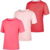 imageBIG ELEPHANT Kids UPF 50 Rash Guard Shirts 3Pack Short Sleeve UV Sun Protection Athletic Tees for Youth Boys GirlsCherry Blossom Pinkpinkred