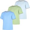 imageBIG ELEPHANT Kids UPF 50 Rash Guard Shirts 3Pack Short Sleeve UV Sun Protection Athletic Tees for Youth Boys GirlsMatcha Greenlight Blueblue