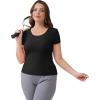 imageBIG ELEPHANT 2 Pcs Womens Basic Short Sleeve TShirts UPF 50 Slim Fit Crew Neck Solid Tops for Daily WearTravelSportsBlack and Black