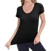 imageBIG ELEPHANT 2 Pcs Womens Basic Short Sleeve TShirts UPF 50 Slim Fit Crew Neck Solid Tops for Daily WearTravelSportsBlack and White