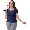 imageBIG ELEPHANT 2 Pcs Womens Basic Short Sleeve TShirts UPF 50 Slim Fit Crew Neck Solid Tops for Daily WearTravelSportsNavy Blue and Extreme Gray