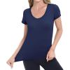 imageBIG ELEPHANT 2 Pcs Womens Basic Short Sleeve TShirts UPF 50 Slim Fit Crew Neck Solid Tops for Daily WearTravelSportsNavy Blue and Extreme Gray