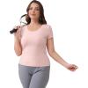 imageBIG ELEPHANT 2 Pcs Womens Basic Short Sleeve TShirts UPF 50 Slim Fit Crew Neck Solid Tops for Daily WearTravelSportsPink and Cherry Blossom Pink