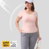 imageBIG ELEPHANT 2 Pcs Womens Basic Short Sleeve TShirts UPF 50 Slim Fit Crew Neck Solid Tops for Daily WearTravelSportsPink and Cherry Blossom Pink