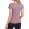 imageBIG ELEPHANT 2 Pcs Womens Basic Short Sleeve TShirts UPF 50 Slim Fit Crew Neck Solid Tops for Daily WearTravelSportsPurple and Nude Pink