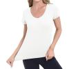 imageBIG ELEPHANT 2 Pcs Womens Basic Short Sleeve TShirts UPF 50 Slim Fit Crew Neck Solid Tops for Daily WearTravelSportsWhite and White