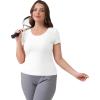 imageBIG ELEPHANT 2 Pcs Womens Basic Short Sleeve TShirts UPF 50 Slim Fit Crew Neck Solid Tops for Daily WearTravelSportsWhite and White