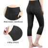 imageBIG ELEPHANT 3 Packs Girls Capri Leggings with Pockets High Waisted Yoga Pants Athletic Running Dance Workout for KidsBlackblackblack