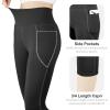 imageBIG ELEPHANT 3 Packs Girls Capri Leggings with Pockets High Waisted Yoga Pants Athletic Running Dance Workout for KidsBlackblackblack