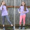 imageBIG ELEPHANT 3 Packs Girls Capri Leggings with Pockets High Waisted Yoga Pants Athletic Running Dance Workout for KidsBlackdark Graypink