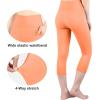 imageBIG ELEPHANT 3 Packs Girls Capri Leggings with Pockets High Waisted Yoga Pants Athletic Running Dance Workout for KidsBlacklight Grayorange