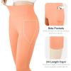 imageBIG ELEPHANT 3 Packs Girls Capri Leggings with Pockets High Waisted Yoga Pants Athletic Running Dance Workout for KidsBlacklight Grayorange