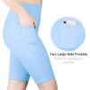 imageBIG ELEPHANT 4 Packs Girls Athletic Bike Shorts Dance Yoga Running Soccer Kids Compression Shorts with PocketsDeep Lavenderblackpale Bluebleached White