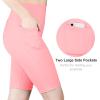 imageBIG ELEPHANT 4 Packs Girls Athletic Bike Shorts Dance Yoga Running Soccer Kids Compression Shorts with PocketsLight Pink  Dark Lichen Green  Dark Gray  Bleached White