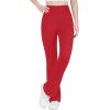 imageBIG ELEPHANT Girls Fleece Lined Flare Leggings High Waisted Athletic Bell Bottom Pants for KidsRed