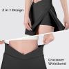 imageBIG ELEPHANT Girls Skorts  2in1 Flowy Shorts with Builtin Liner and Pockets Elastic Waist for Sports Dance SchoolBlackDark GrayWhite