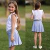 imageBIG ELEPHANT Girls Skorts  2in1 Flowy Shorts with Builtin Liner and Pockets Elastic Waist for Sports Dance SchoolBlueWhiteOrange