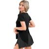 imageBIG ELEPHANT Womens 2 Pcs Summer Short Sleeve TShirts Casual Sports Tops for Beach Vacation Yoga with Side Slit DesignBlack and White
