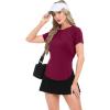 imageBIG ELEPHANT Womens 2 Pcs Summer Short Sleeve TShirts Casual Sports Tops for Beach Vacation Yoga with Side Slit DesignDark Blue and Wine Red