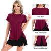 imageBIG ELEPHANT Womens 2 Pcs Summer Short Sleeve TShirts Casual Sports Tops for Beach Vacation Yoga with Side Slit DesignDark Blue and Wine Red
