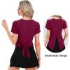 imageBIG ELEPHANT Womens 2 Pcs Summer Short Sleeve TShirts Casual Sports Tops for Beach Vacation Yoga with Side Slit DesignDark Blue and Wine Red