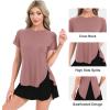 imageBIG ELEPHANT Womens 2 Pcs Summer Short Sleeve TShirts Casual Sports Tops for Beach Vacation Yoga with Side Slit DesignDark Grey and Brick Red