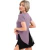 imageBIG ELEPHANT Womens 2 Pcs Summer Short Sleeve TShirts Casual Sports Tops for Beach Vacation Yoga with Side Slit DesignGraphite Green and Korean Purple