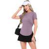imageBIG ELEPHANT Womens 2 Pcs Summer Short Sleeve TShirts Casual Sports Tops for Beach Vacation Yoga with Side Slit DesignGraphite Green and Korean Purple