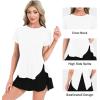 imageBIG ELEPHANT Womens 2 Pcs Summer Short Sleeve TShirts Casual Sports Tops for Beach Vacation Yoga with Side Slit DesignWhite and White