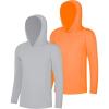 imageBIG ELEPHANT 2 Pack Boys Athletic Hoodie Mesh Moisture Wicking Active Performance Long Sleeve T Shirt Quick Dry Fit PulloverOrangeLight Gray