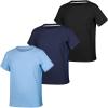 imageBIG ELEPHANT 3Pack Kids Short Sleeve TShirts Breathable UPF 50 QuickDry Mesh Solid Tees for Boys ampamp GirlsNavy Blue  Blue  Black