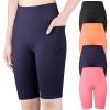 imageBIG ELEPHANT 4 Packs Girls Athletic Bike Shorts Dance Yoga Running Soccer Kids Compression Shorts with PocketsBlacknavy Bluepinkorange