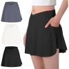 imageBIG ELEPHANT Girls Skorts  2in1 Flowy Shorts with Builtin Liner and Pockets Elastic Waist for Sports Dance SchoolBlackDark GrayWhite