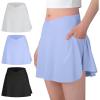 imageBIG ELEPHANT Girls Skorts  2in1 Flowy Shorts with Builtin Liner and Pockets Elastic Waist for Sports Dance SchoolBlackGrayBlue