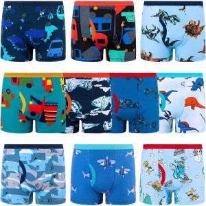 imageBIG ELEPHANT Boys Boxer Briefs 10Pack Toddler 100 Cotton Dinosaur Print Underwear Soft and Breathable Sizes 3T10YBlue Shark