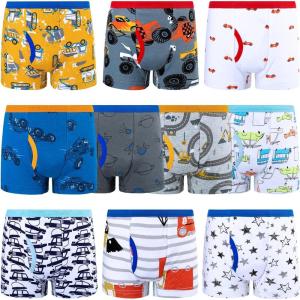 imageBIG ELEPHANT Boys Boxer Briefs 10Pack Toddler 100 Cotton Dinosaur Print Underwear Soft and Breathable Sizes 3T10YYellow Car