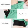 imageBIG ELEPHANT 3 Pcs Girls Athletic Shorts with Liner Quick Dry Sports Shorts with Zipper Pockets for Running Soccer CyclingBlackbluegreen