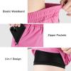 imageBIG ELEPHANT 3 Pcs Girls Athletic Shorts with Liner Quick Dry Sports Shorts with Zipper Pockets for Running Soccer CyclingBlackpinkpurple