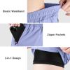 imageBIG ELEPHANT 3 Pcs Girls Athletic Shorts with Liner Quick Dry Sports Shorts with Zipper Pockets for Running Soccer CyclingNavy Bluebluepurple