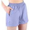 imageBIG ELEPHANT 3 Pcs Girls Athletic Shorts with Liner Quick Dry Sports Shorts with Zipper Pockets for Running Soccer CyclingNavy Bluebluepurple