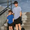 imageBIG ELEPHANT 4 Pack Boys Athletic Short TShirts UPF 50 Sun Protection Rash Guard Shirts QuickDryMoistureWickingBlackGraySky BlueBlue
