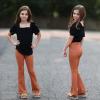 imageBIG ELEPHANT Girls Flare Leggings Kids Bell Bottoms High Waisted Bootcut Yoga Dance Flared PantsBlackBrownRed