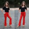 imageBIG ELEPHANT Girls Flare Leggings Kids Bell Bottoms High Waisted Bootcut Yoga Dance Flared PantsBlackBrownRed