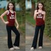 imageBIG ELEPHANT Girls Flare Leggings with Pockets Kids Bootcut Yoga Pants High Waisted Bell Bottoms for DanceBlackbluegreen