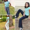 imageBIG ELEPHANT Girls Flare Leggings with Pockets Kids Bootcut Yoga Pants High Waisted Bell Bottoms for DanceBlackdark Graylight Gray