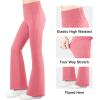 imageBIG ELEPHANT Girls Flare Leggings with Pockets Kids Bootcut Yoga Pants High Waisted Bell Bottoms for DancePink