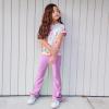imageBIG ELEPHANT Girls Flare Leggings with Pockets Kids Bootcut Yoga Pants High Waisted Bell Bottoms for DancePurple