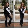 imageBIG ELEPHANT Girls Fleece Lined Leggings Youth Winter Warm Athletic Flare Pants with Pockets Kids Bell BottomsBlack
